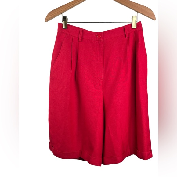 Linen blended red Bermudas short sizes 8, summer linen blended Bermuda - Picture 2 of 16